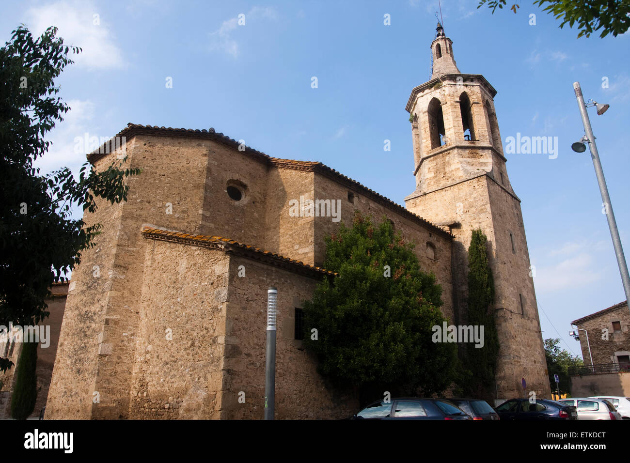 Sant Pere chiesa. Cornellà de Terri. Foto Stock