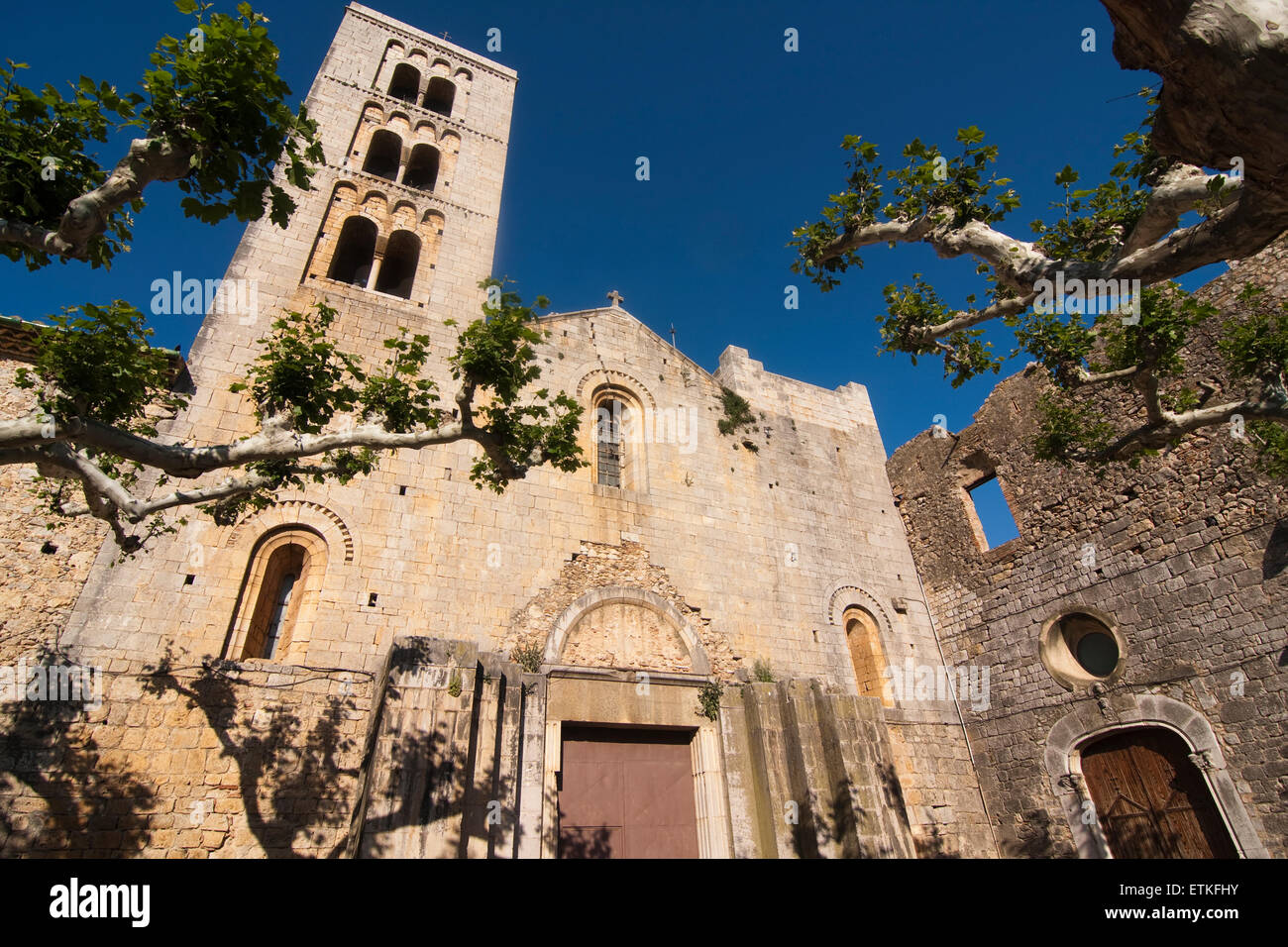 Basilica Santa Maria. XI-XII secolo. Santa Maria de Vilabertran canonica del. In Spagna, in Catalogna, provincia di Girona, Alt Empordà, Foto Stock