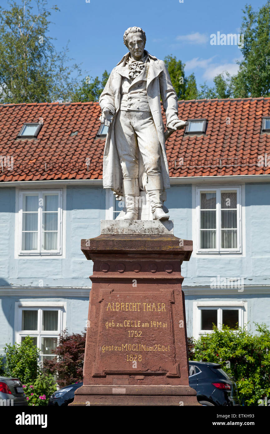 Albrecht Thaer statua, Celle, Bassa Sassonia, Germania Foto Stock