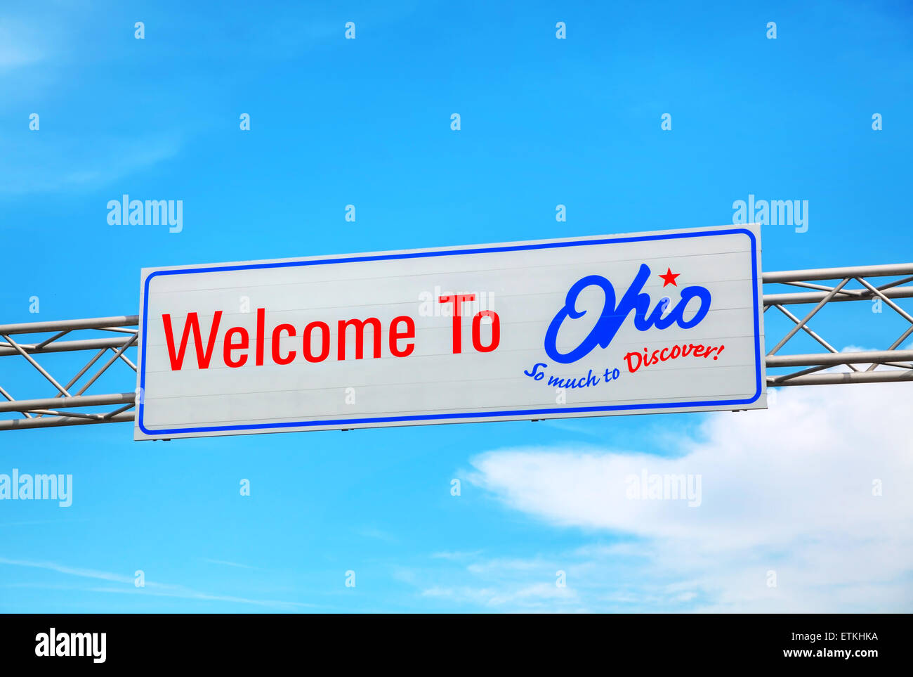 Benvenuti in Ohio segno presso il confine di stato Foto Stock