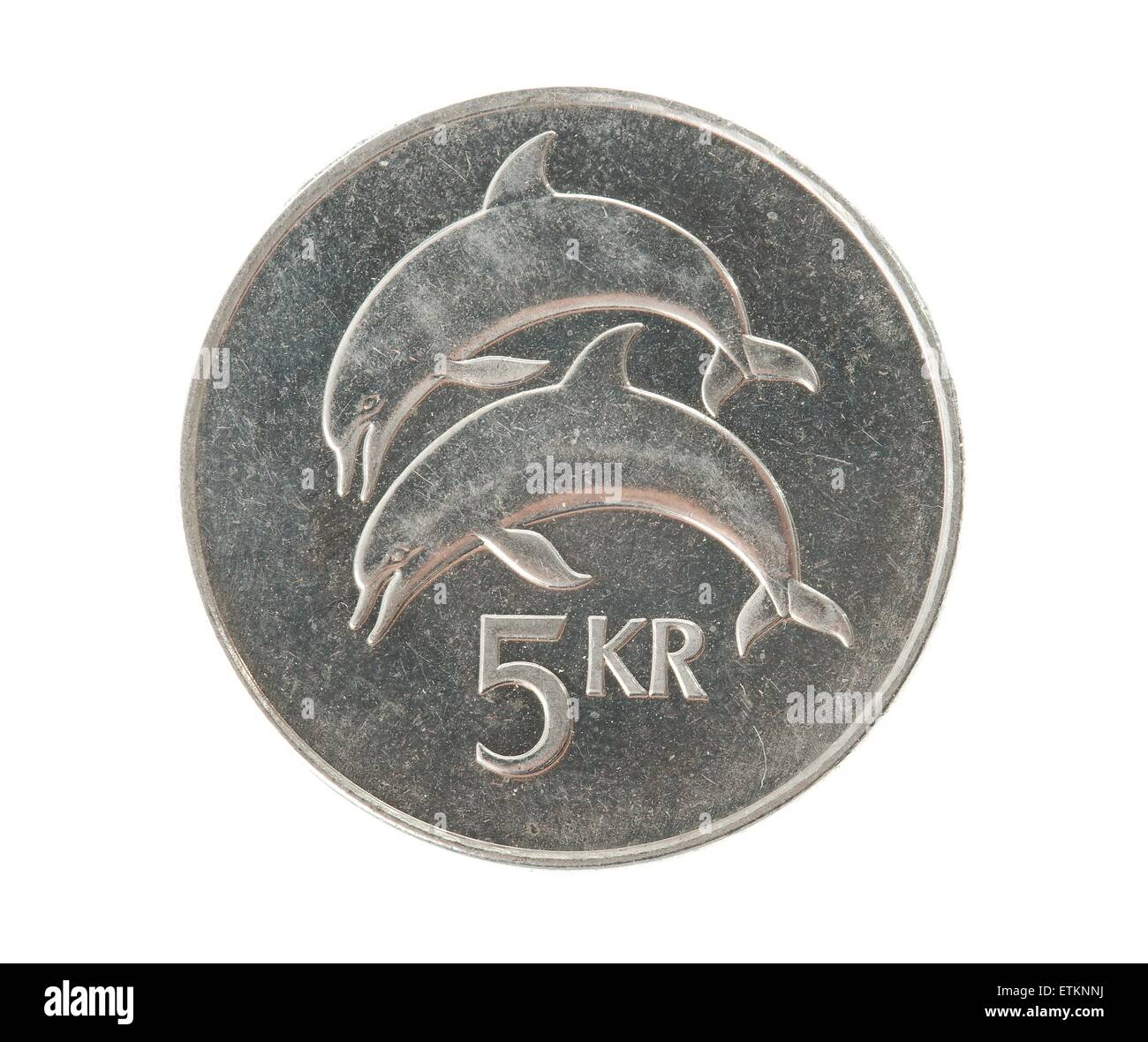 5 islandese krona coin Foto Stock