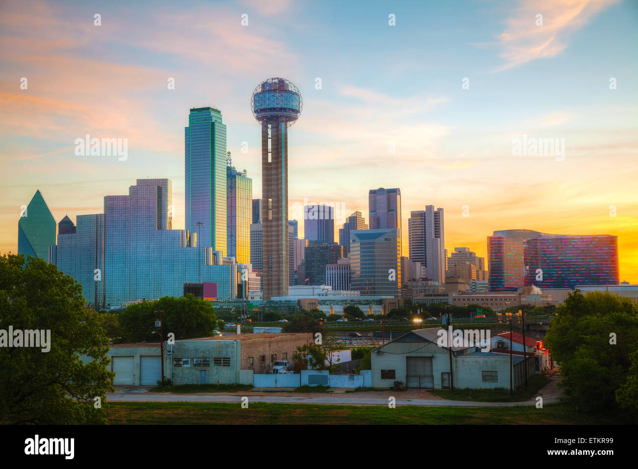 Panoramica del centro di Dallas al mattino Foto Stock