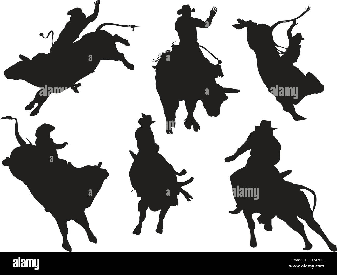 Sei rodeo silhouette. Illustrazione Vettoriale Illustrazione Vettoriale