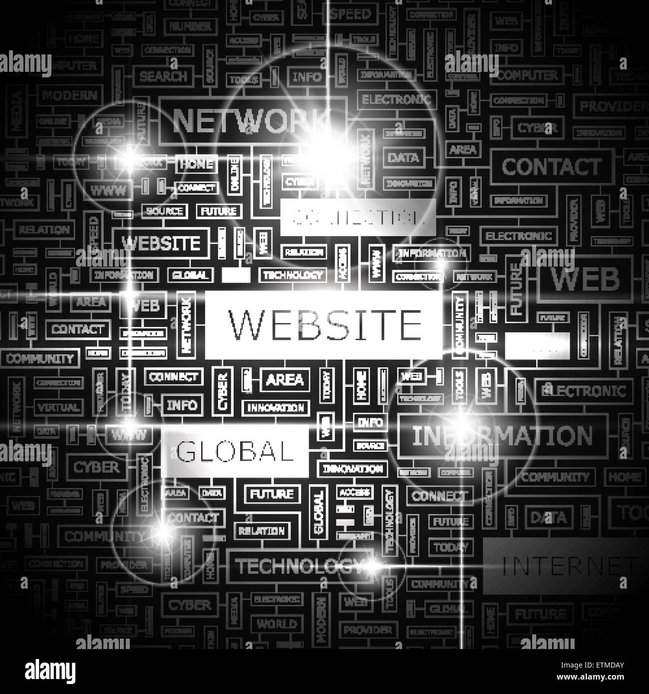 Sito web. Word cloud illustrazione. Tag cloud concetto collage. Illustrazione Vettoriale