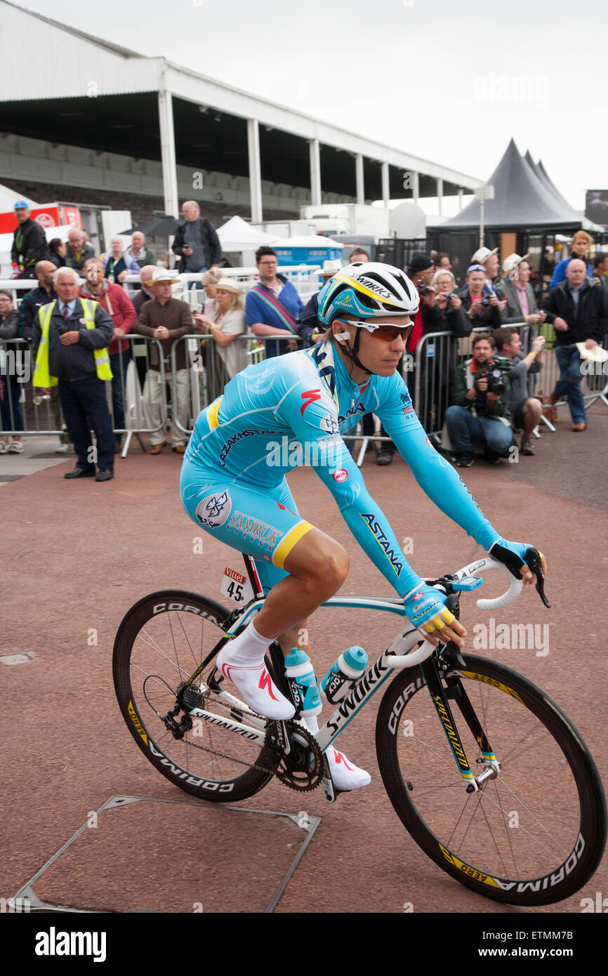 Maxim Iglinskiy Team Astana Pro Grand partono Yorkshire 2014 Foto Stock