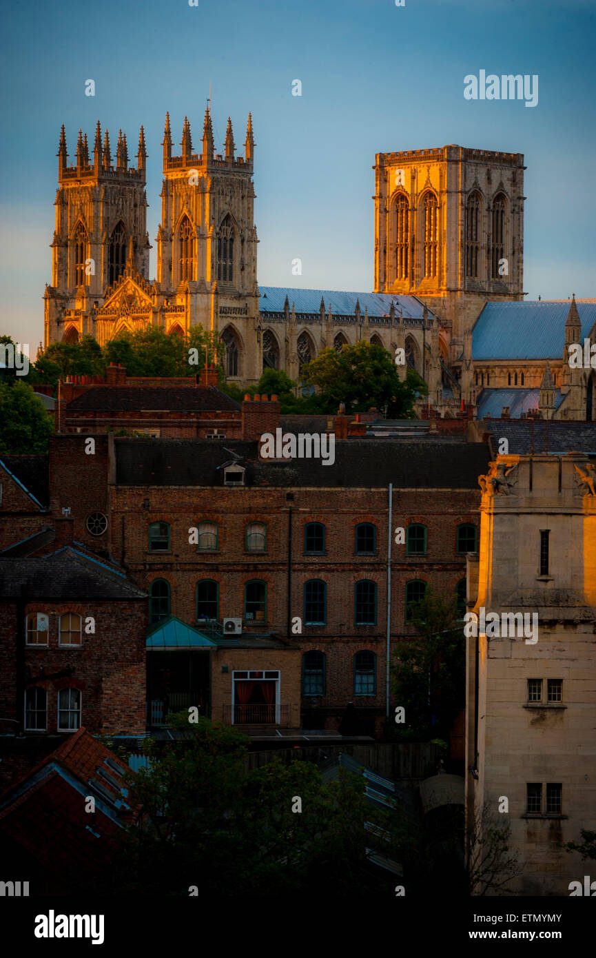 York Minster, UK, al tramonto. Foto Stock