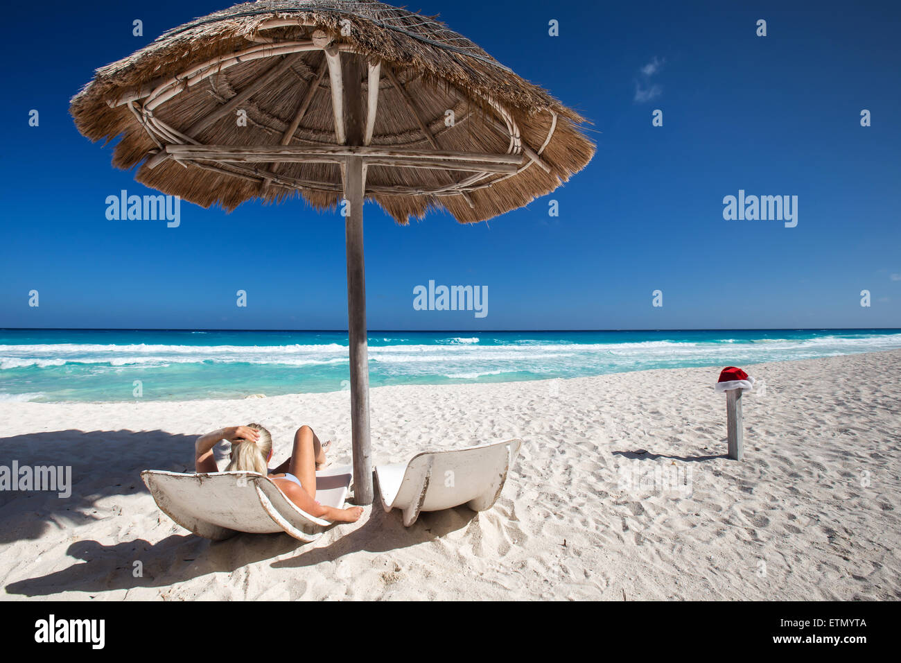 Per una vacanza nei Caraibi sulla spiaggia sabbiosa Foto Stock