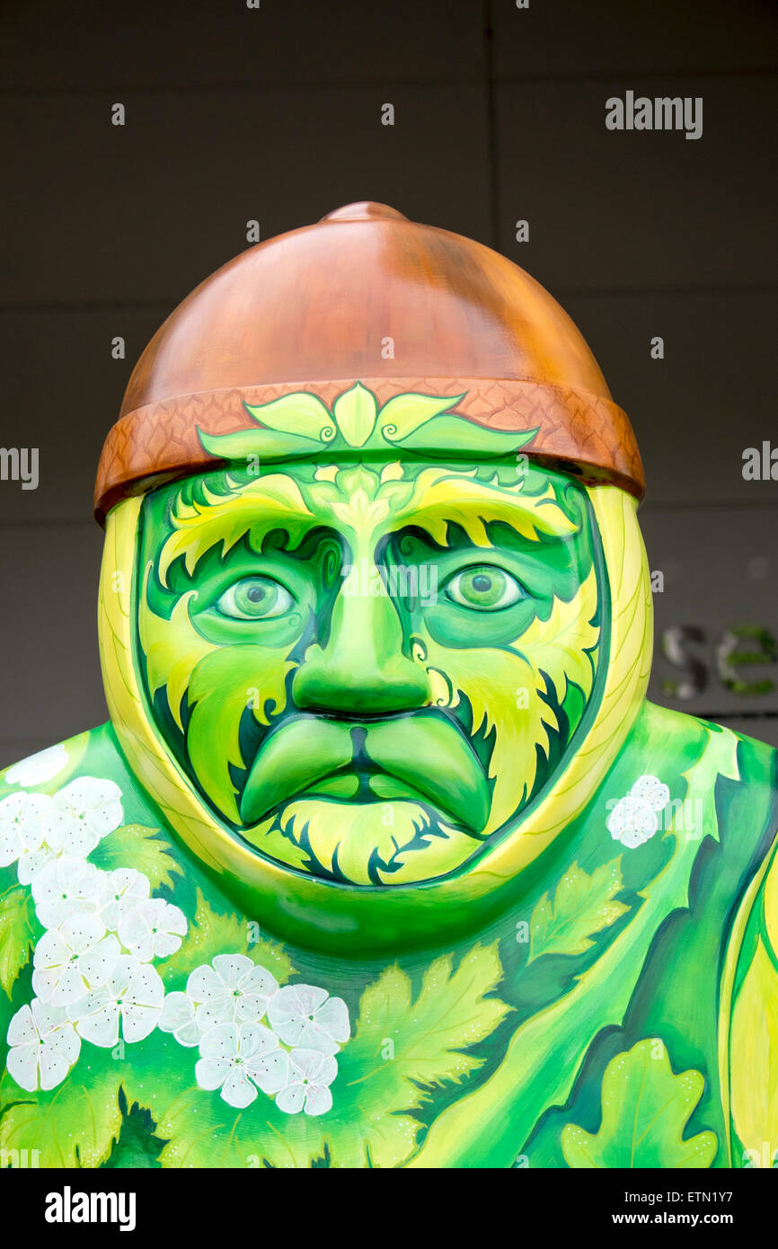 Green Man statua ritratto Foto Stock