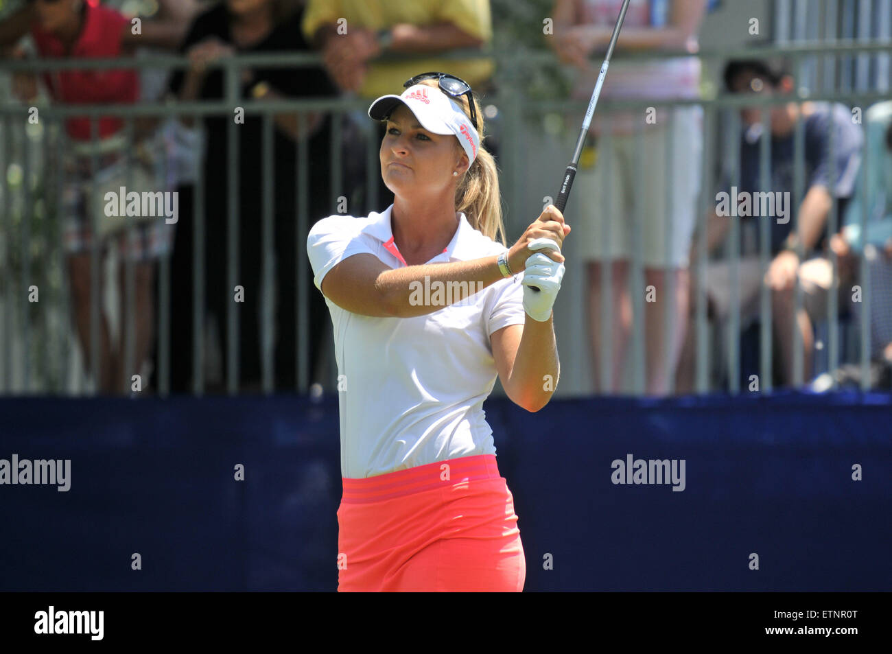 Anna Nordqvist in azione durante la KPMG donna PGA Championship at Westchester Country Club in Harrison, New York. Gregorio Vasil/Cal Sport Media Foto Stock