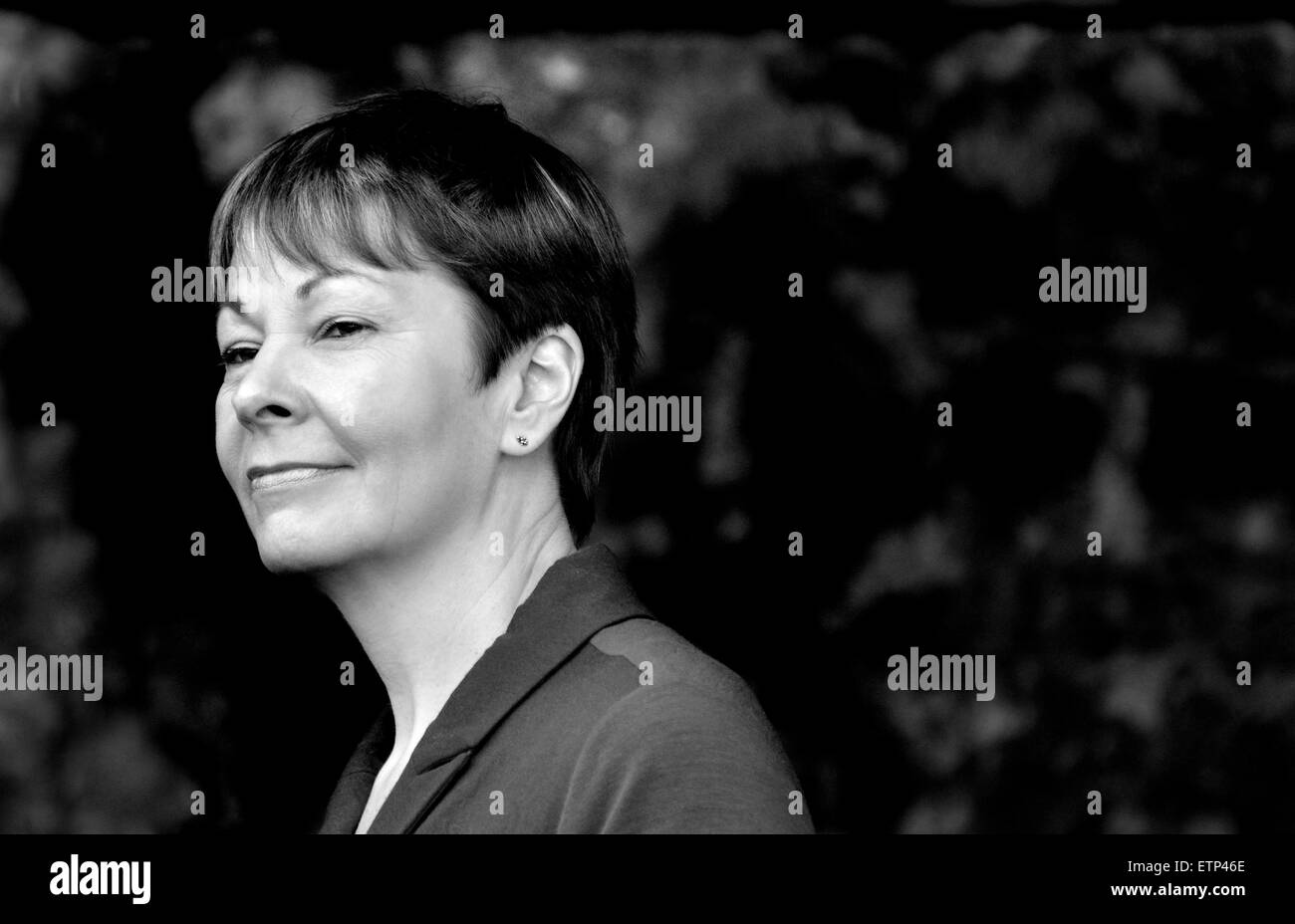 Caroline Lucas, verde MP per il Padiglione di Brighton, parlando al momento di agire clima marzo, Londra, 7 marzo 2015 Foto Stock