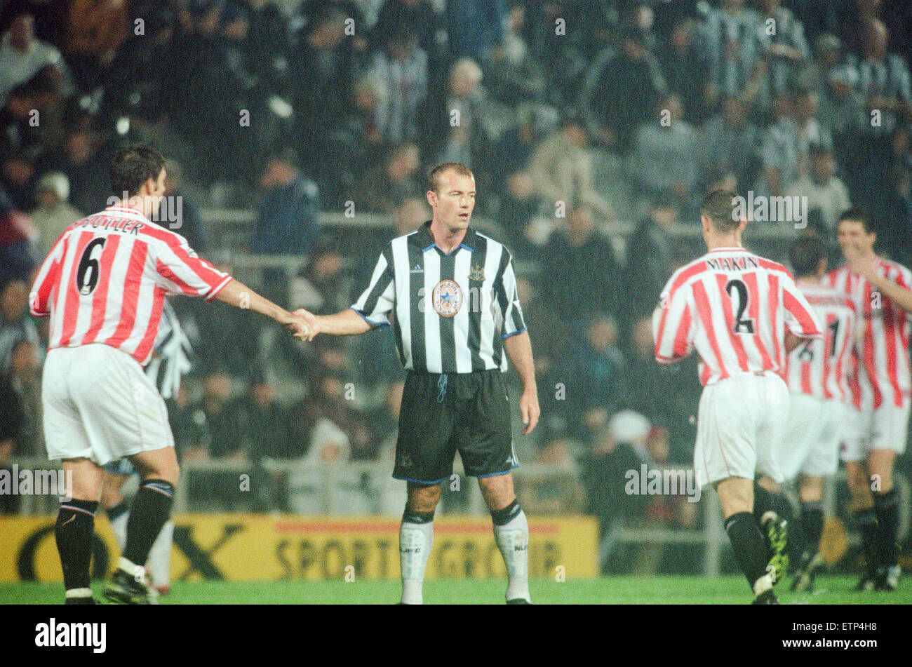 Newcastle 1-2 Sunderland, Premier league match presso il St James Park, mercoledì 25 agosto 1999. Alan Shearer Foto Stock