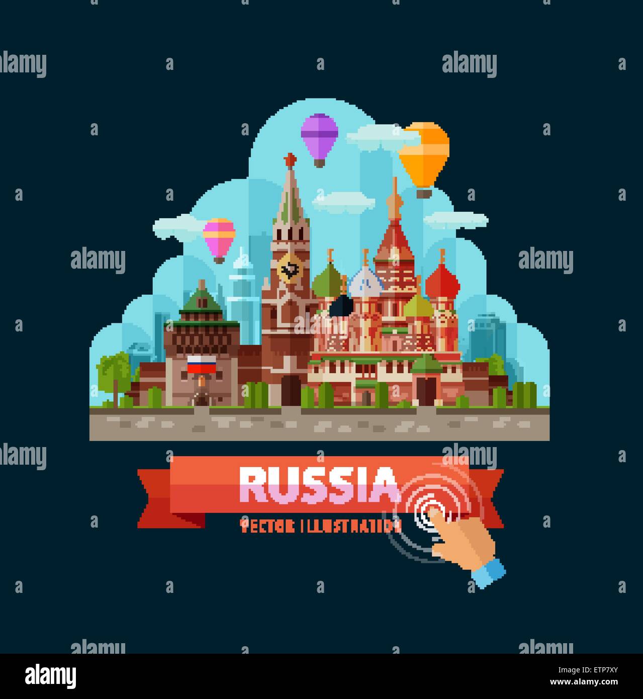 Vettore di Russia logo design modello. Città di Mosca o di viaggio, viaggio di icona. Illustrazione Vettoriale