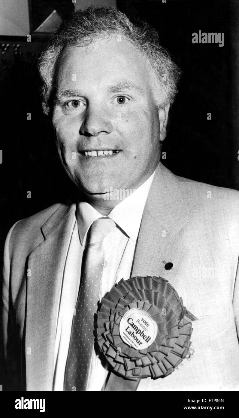 Ronnie Campbell, un lavoro politico del partito che è stato membro del Parlamento di Blyth Valley fin dal 1987. 8 Giugno 1987. Foto Stock