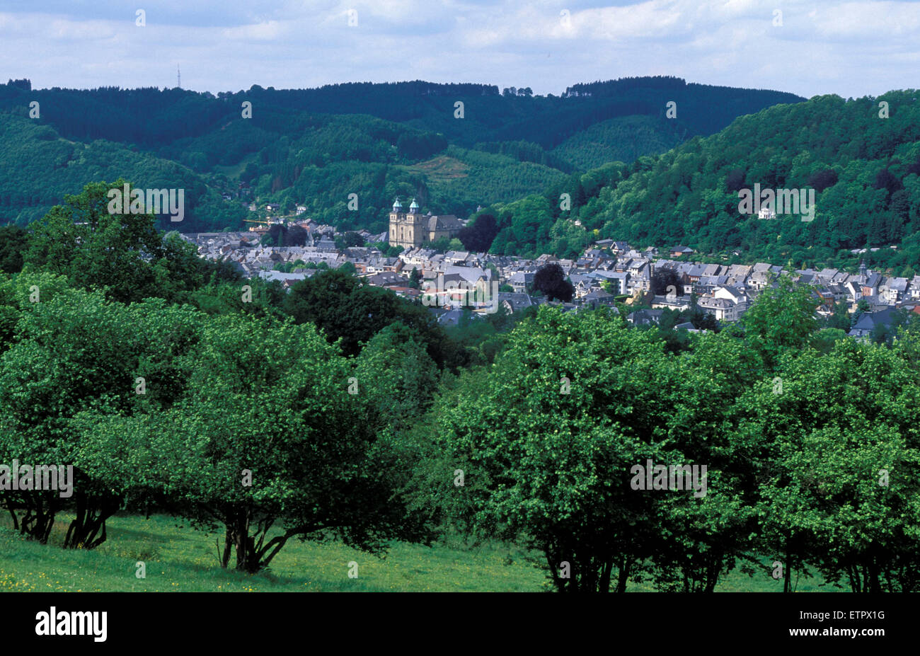 BEL, Belgio, Eastbelgium, vista la città di Malmedy. BEL, Belgien, Ostbelgien, Blick auf Malmedy. Foto Stock