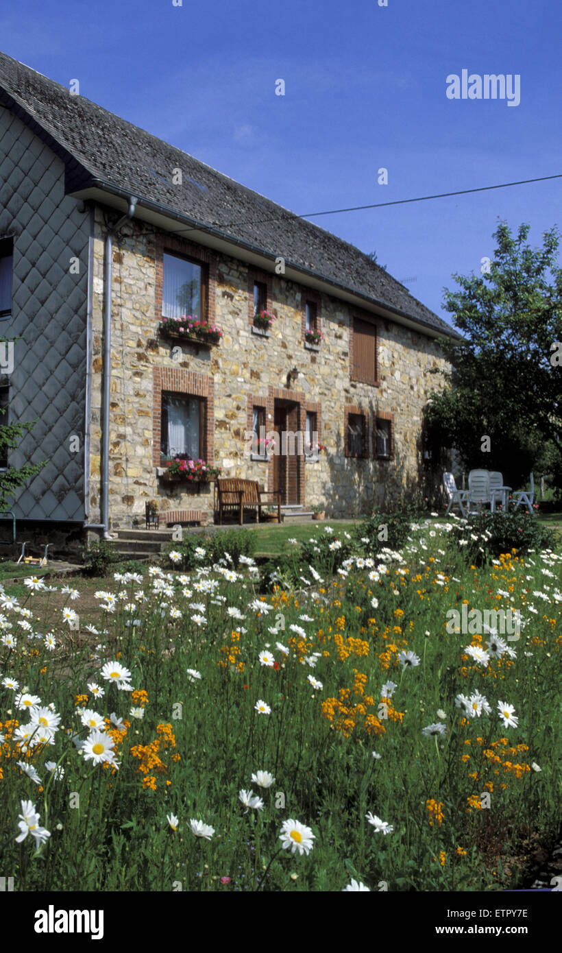 BEL, Belgio, Eastbelgium, casa tipica in Iveldingen vicino Ambleve. BEL, Belgien, Ostbelgien, typisches Haus in Iveldingen nah Foto Stock