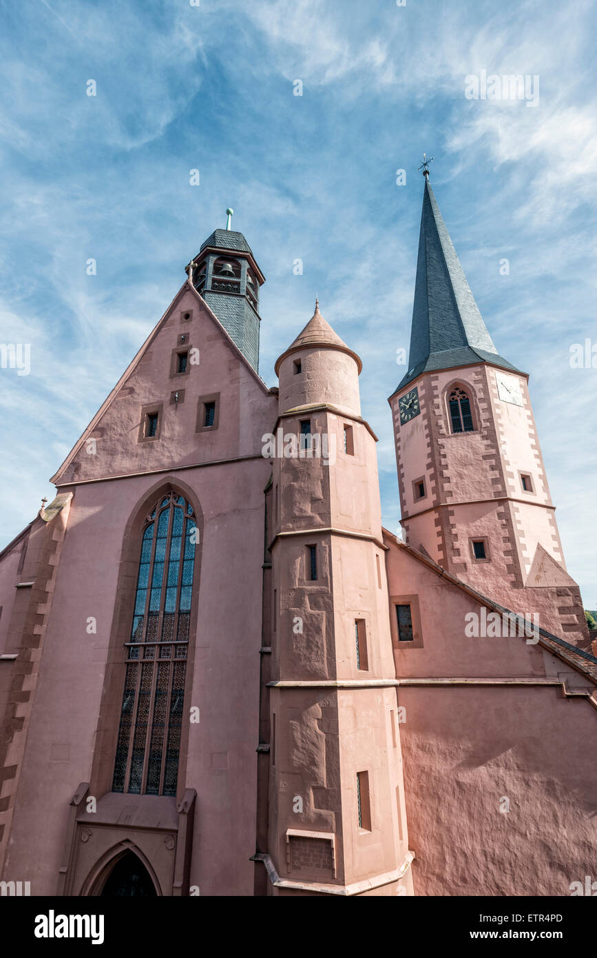 Hesse, Germania, Michelstadt, Il Late-Gothic protestanti chiesa comunale nella città vecchia di Michelstadt, Foto Stock