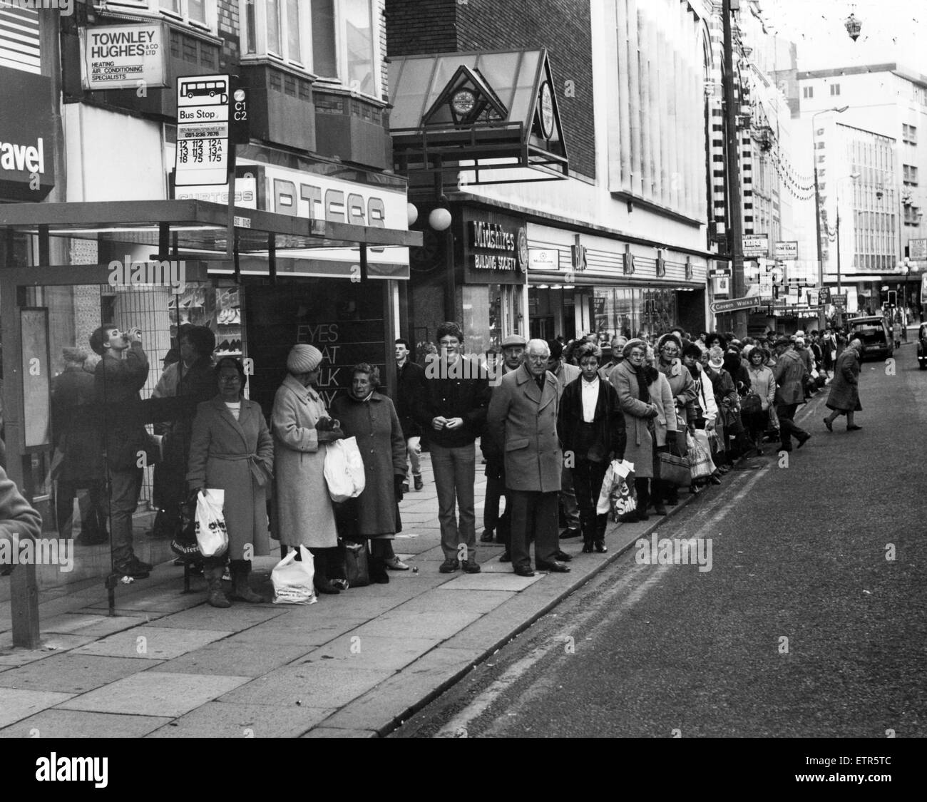 Lord Street, Liverpool. 8 gennaio 1987. Foto Stock