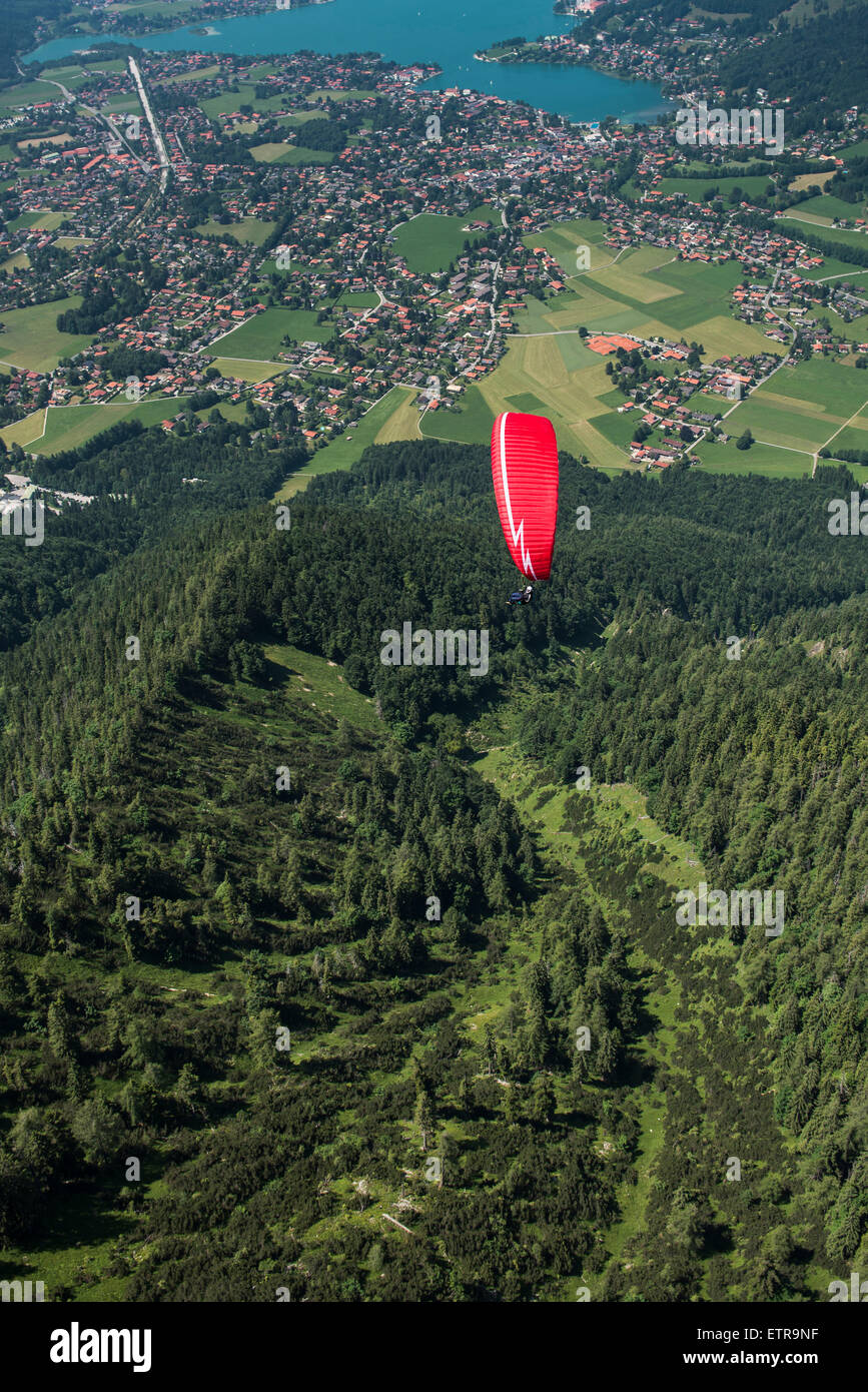 Rottach-Egern, Tegernsee, Lago, Vista aerea, lago di montagna, centro città, Tegernseer Tal (valle Tegernsee), Wallberg, Foto Stock
