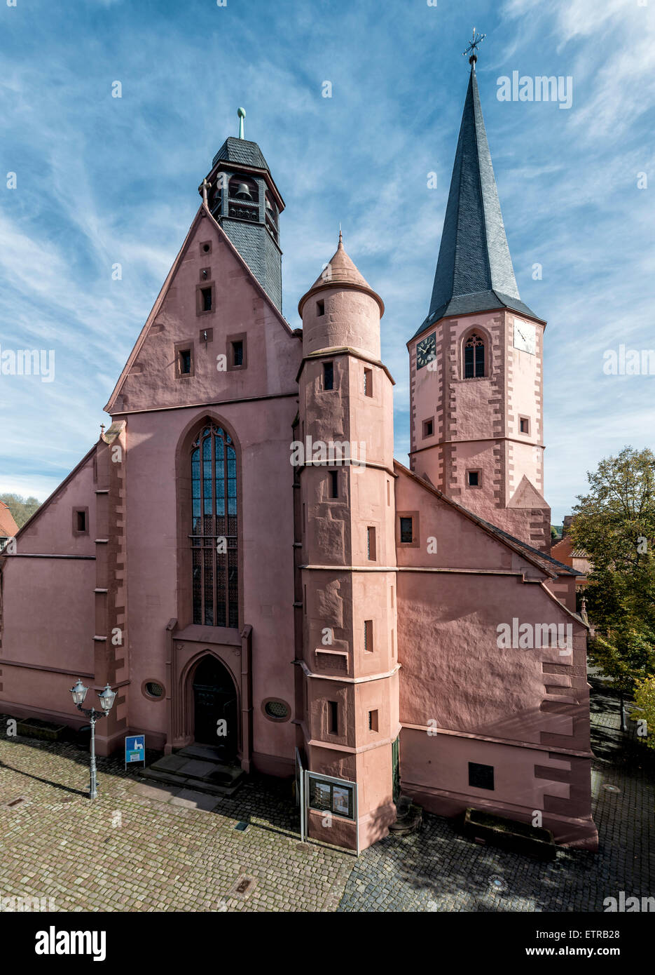 Hesse, Germania, Michelstadt, Il Late-Gothic protestanti chiesa comunale nella città vecchia di Michelstadt, Foto Stock