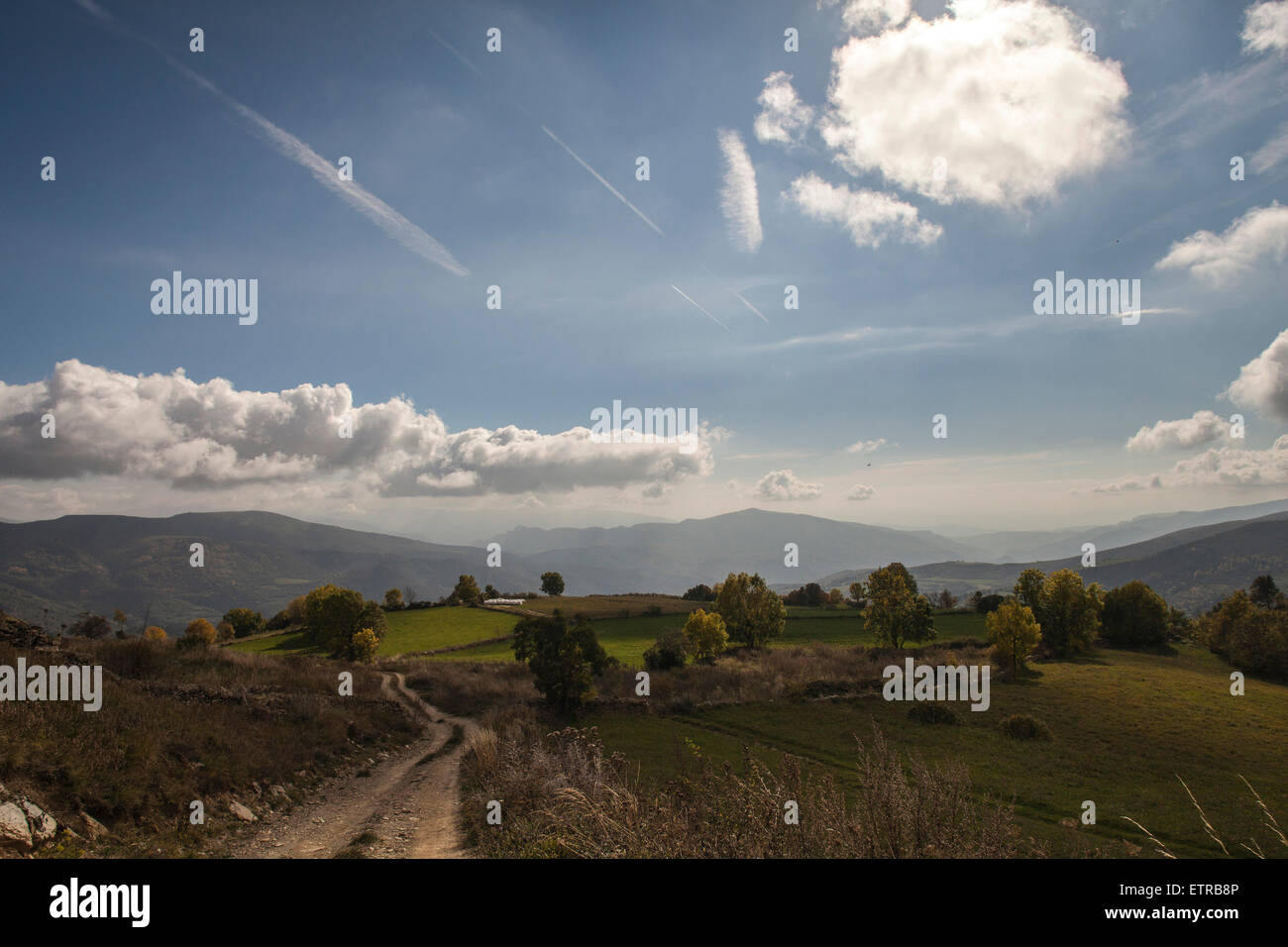 Paesaggio con percorso, Pallars Catalogna, Spagna, Europa Foto Stock