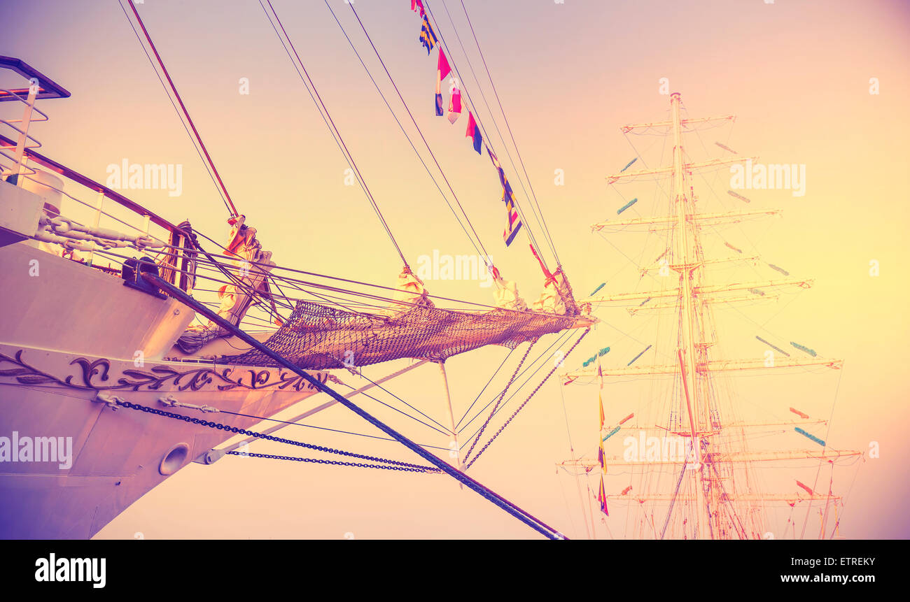 Vintage tonica vela sfondo, pacifica, libertà e adventure concept. Foto Stock