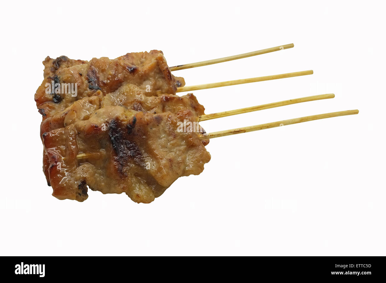 In stile thailandese arrosto di maiale, carne di maiale alla griglia, bistecca di carne di maiale, carne di maiale barbecue su spiedini (Moo Yang, Mu Ping) Foto Stock