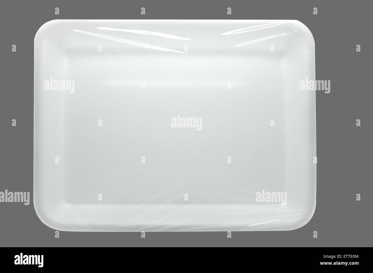 Bianco avvolto il vassoio per alimenti Foto Stock