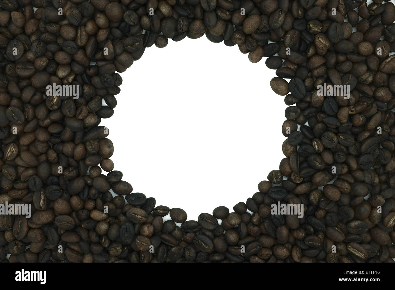 Telaio di caffè in forma rotonda isolato su bianco Foto Stock