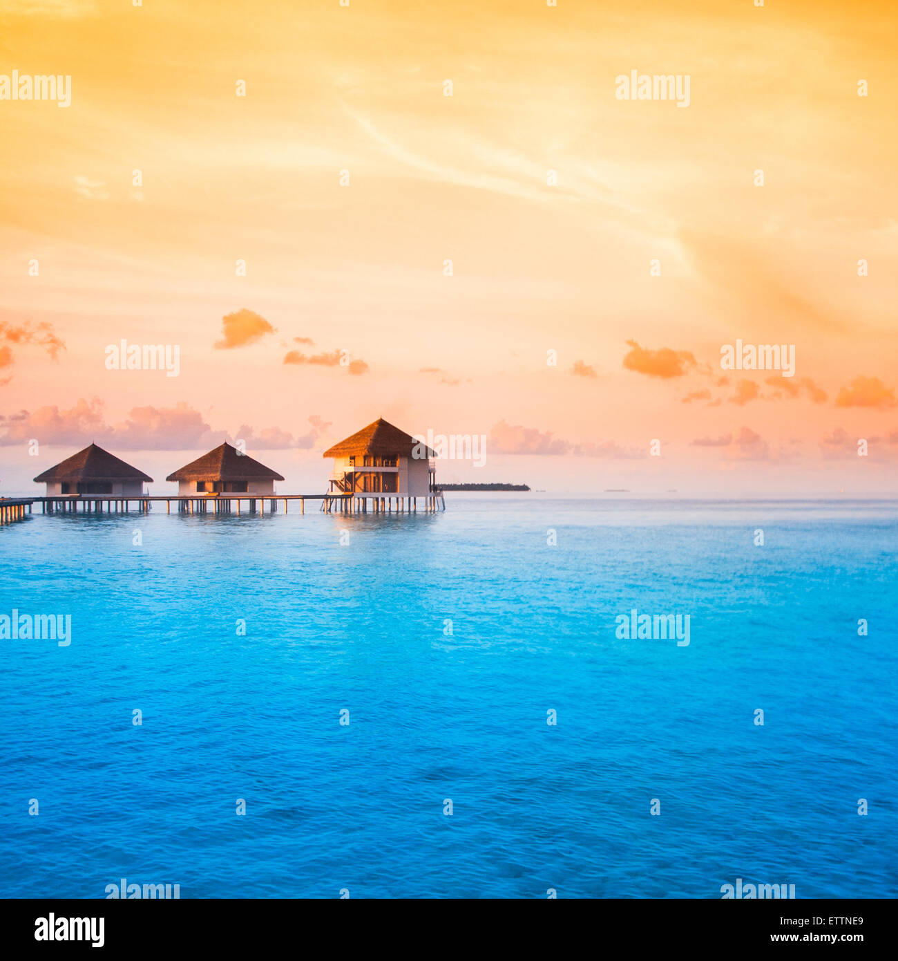 Tramonto sulle isole Maldive Foto Stock