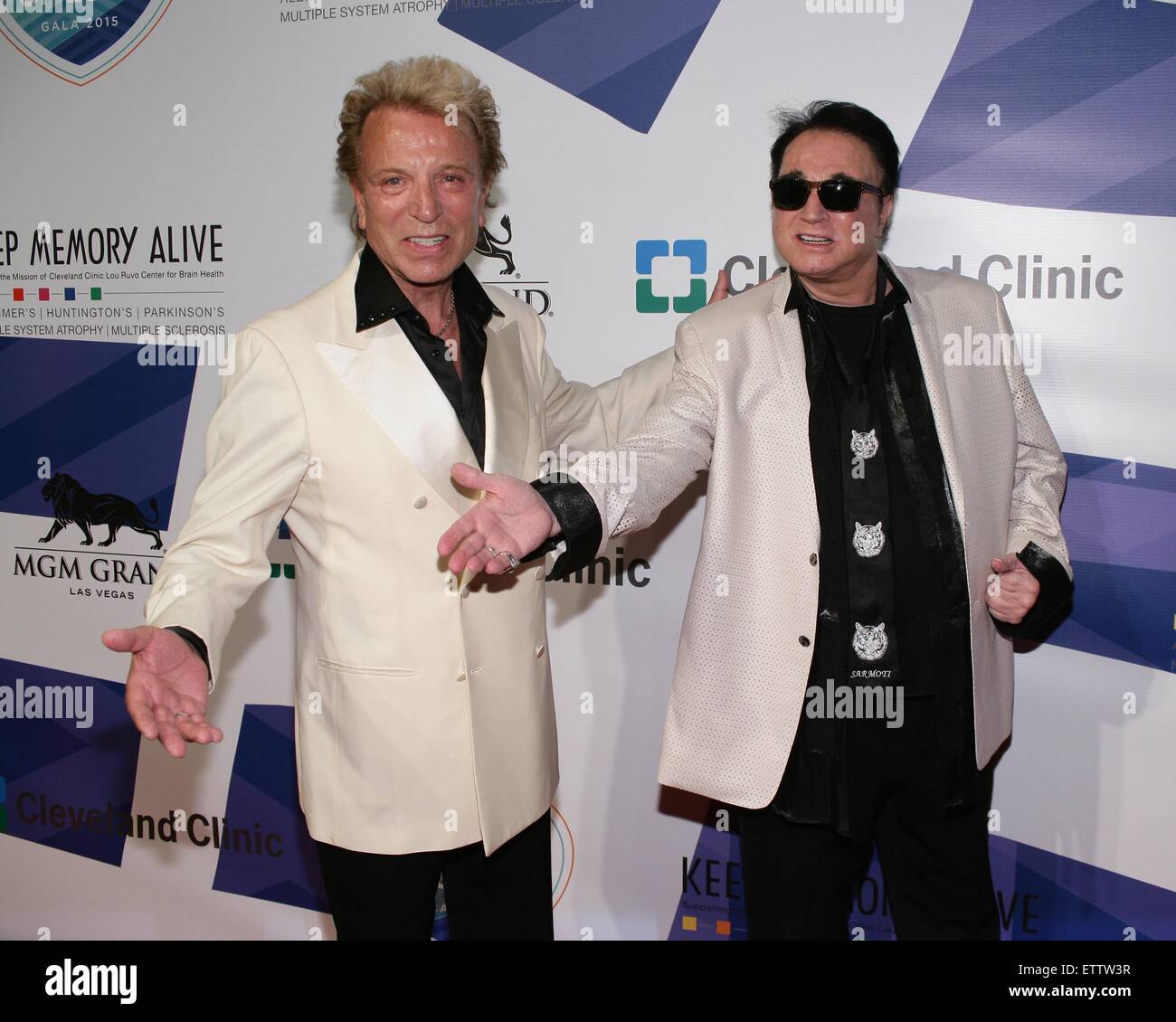 Siegfried Fischbacher, Roy Horn presso gli arrivi per mantenere viva la memoria del XIX annuale di potenza di amore Gala, MGM Grand Garden Arena di Las Vegas, NV il 13 giugno 2015. Foto di: James Atoa/Everett Collection Foto Stock