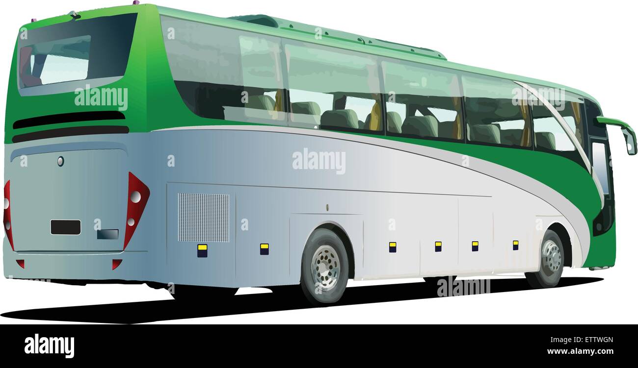 Autobus turistico verde. Pullman. Illustrazione Vettoriale per i progettisti Illustrazione Vettoriale