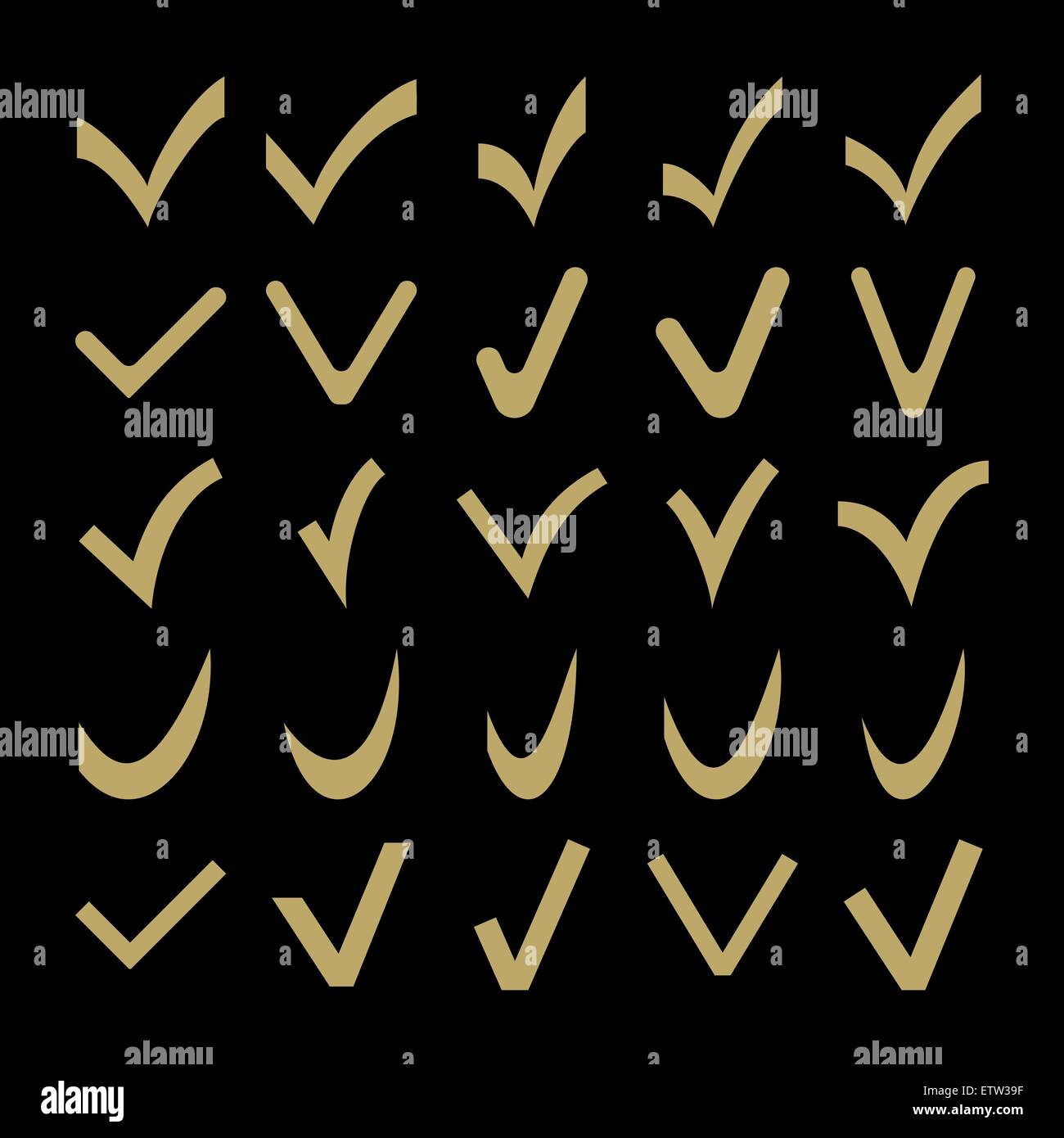 Set di vettore di diversi segni di spunta Illustrazione Vettoriale