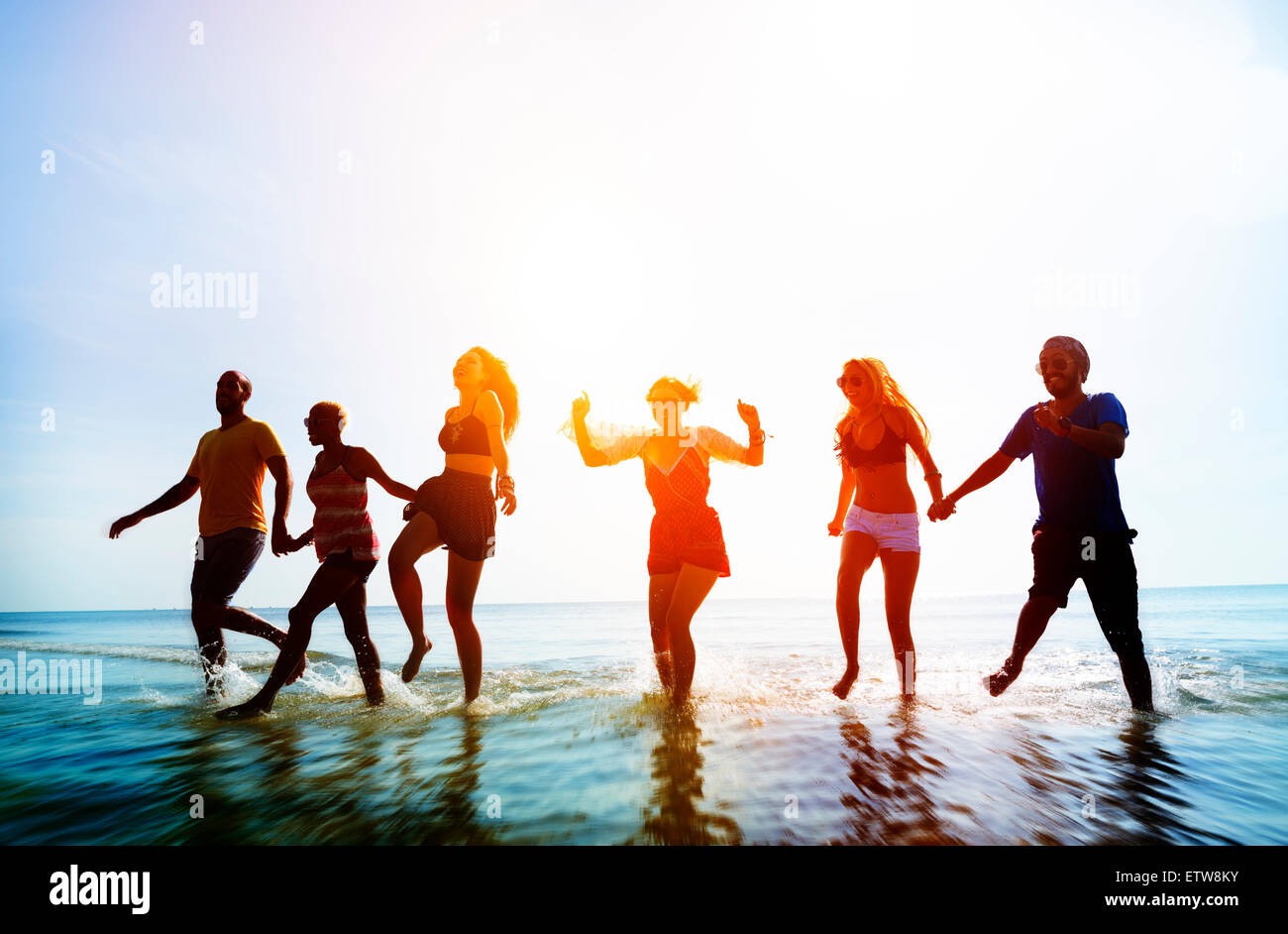 Amicizia libertà spiaggia vacanze Estate Concept Foto Stock