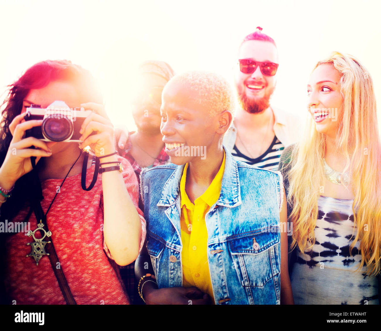 Il legame di amicizia Relax Estate spiaggia felicità Concept Foto Stock