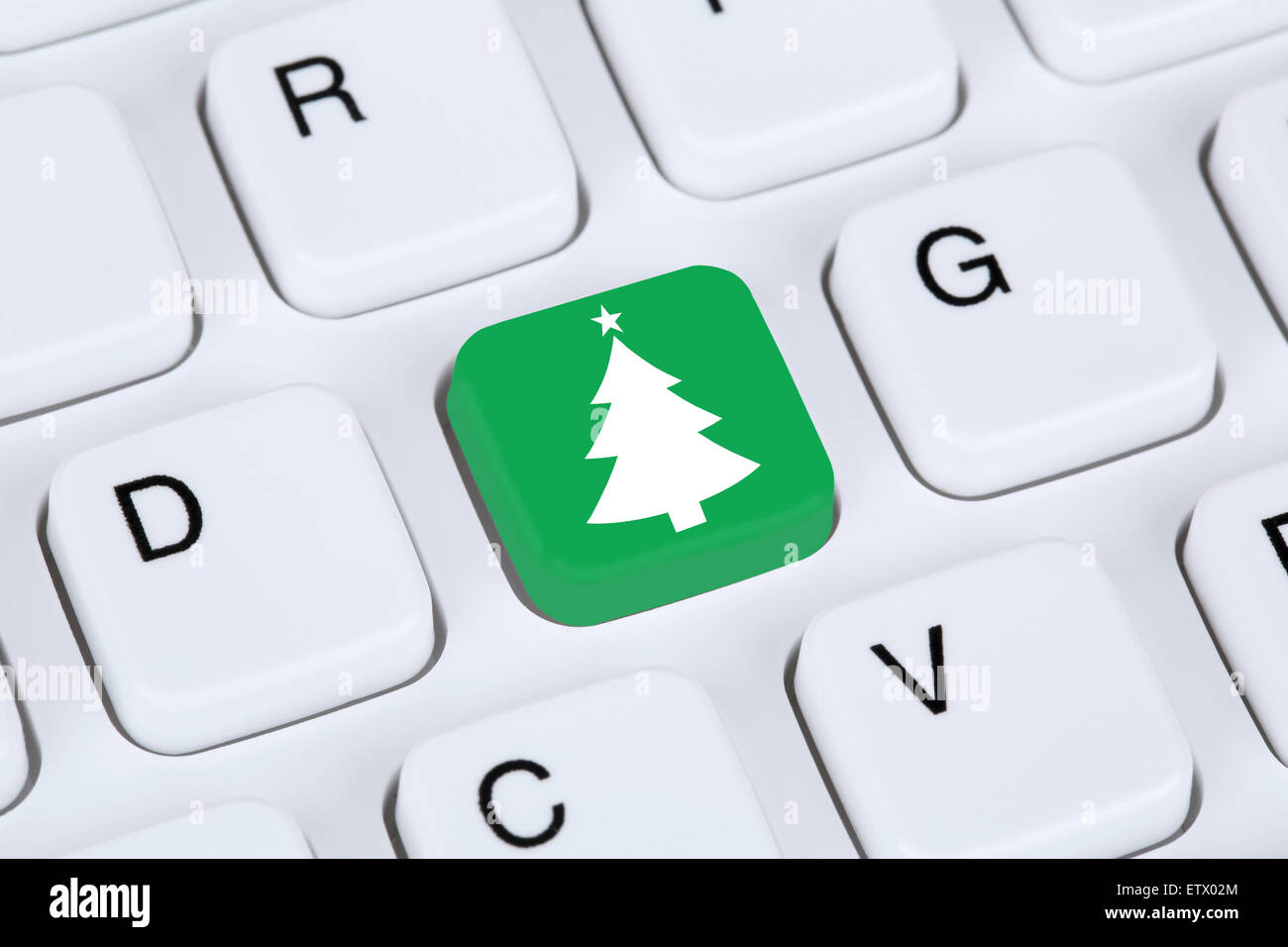 Albero di natale shopping online e-commerce computer internet concetto della tastiera Foto Stock