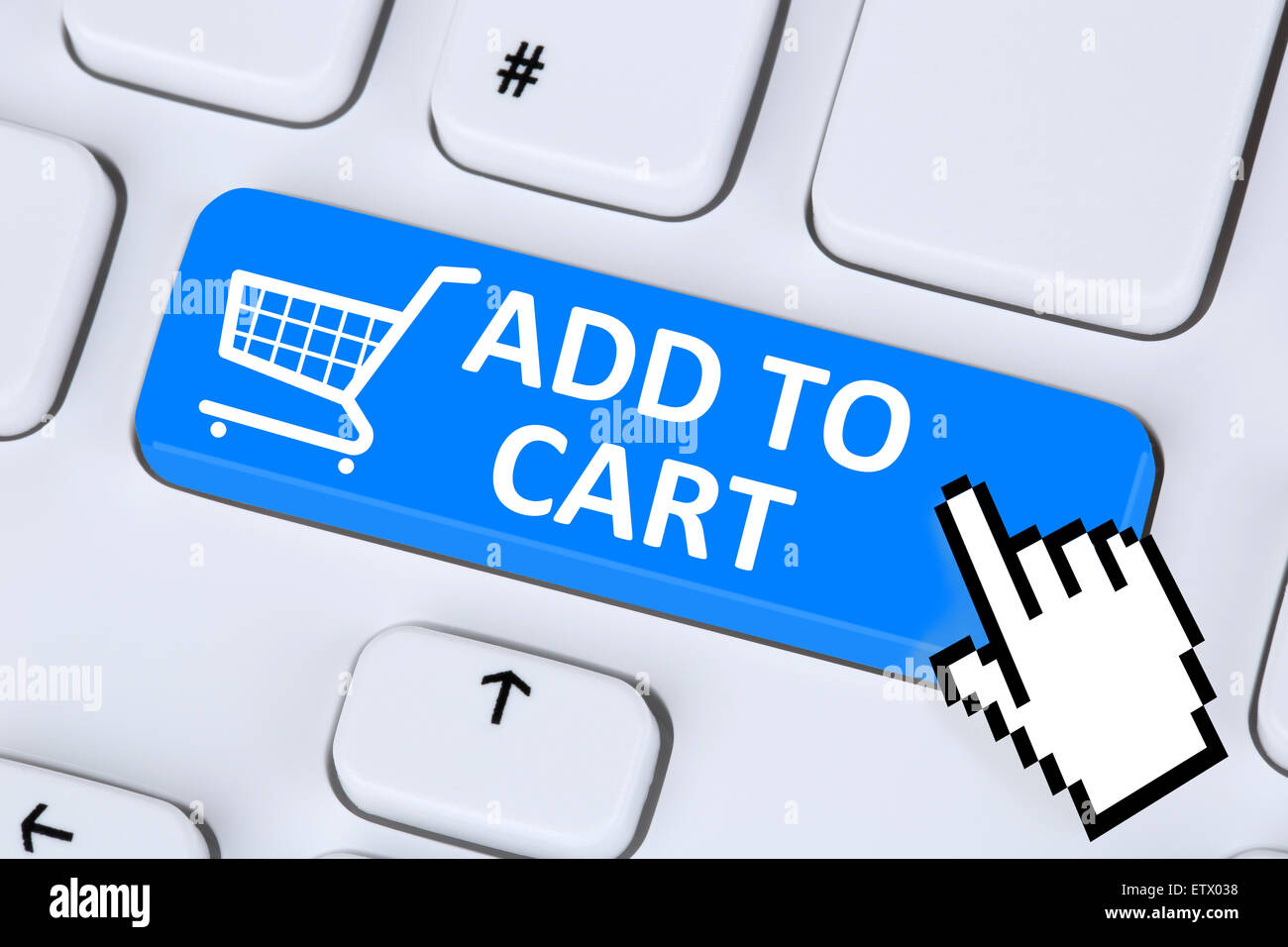 Aggiungere al carrello di shopping online internet ordinazione e-commerce shop concept Foto Stock