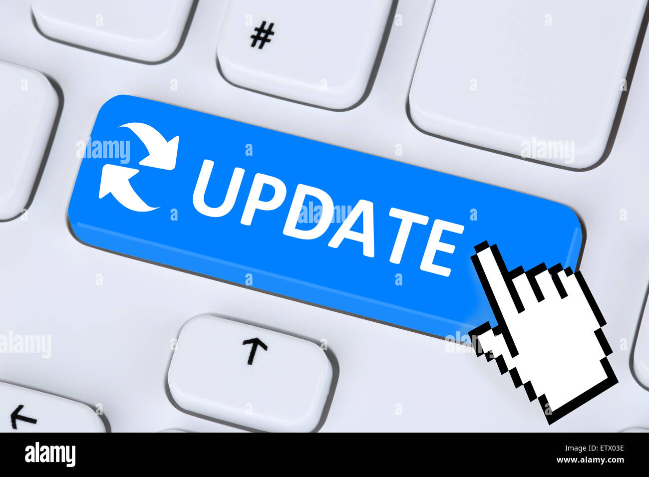 Aggiornamento del software del calcolatore di protezione di rete virus su internet Foto Stock