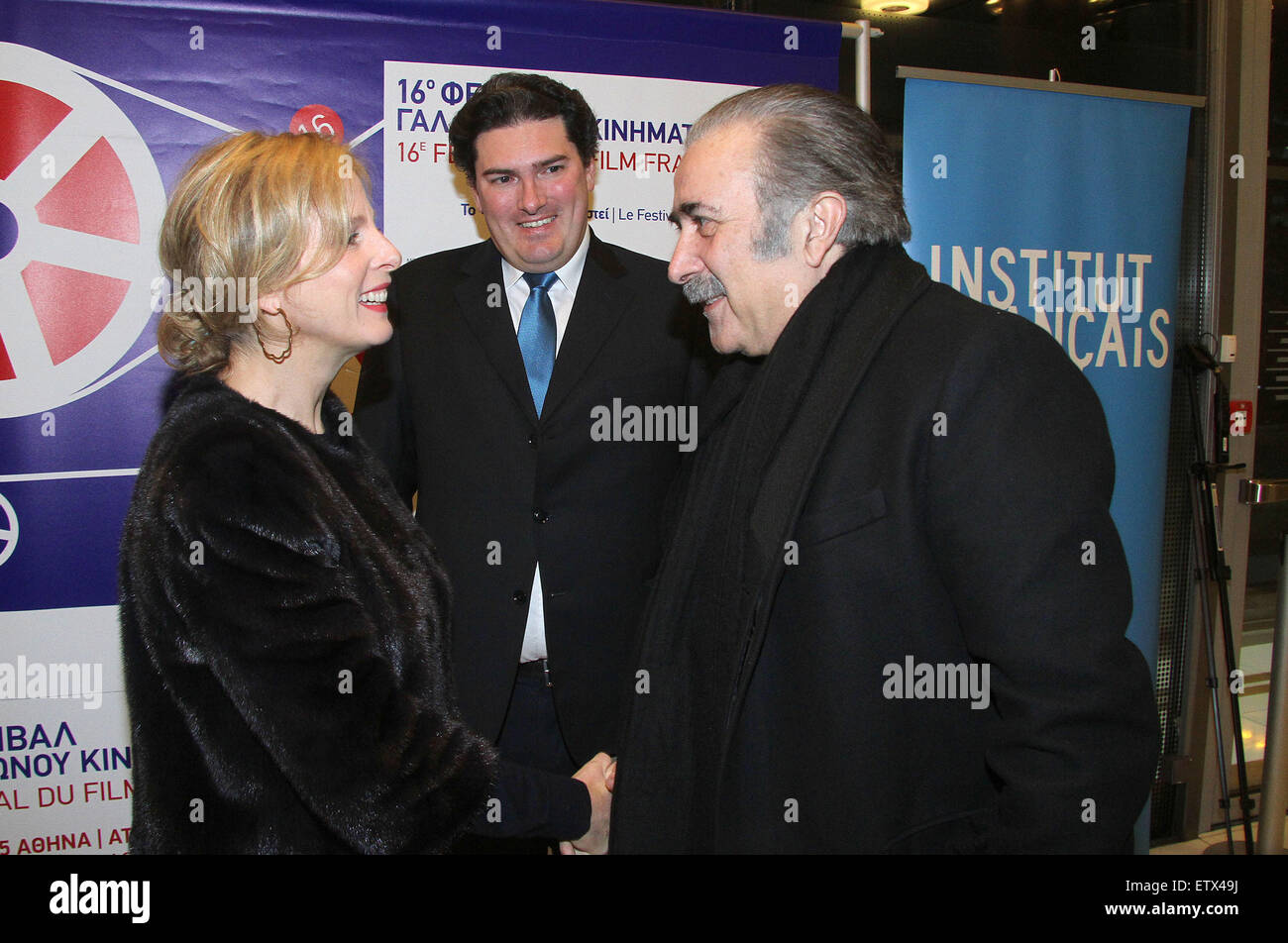 Xvi annuale francese Film Festival (Festival du Film Francophone d'Angoulême) dotata di: Karin Viard, Lakis Lazopoulos dove: Atene, Grecia quando: 20 Mar 2015 Foto Stock