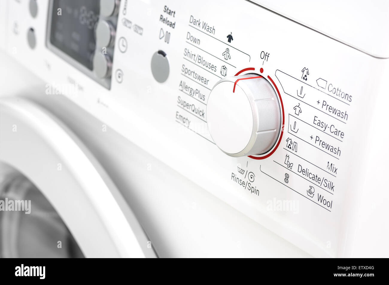Vista dettagliata del servizio lavanderia o macchina di lavaggio Foto Stock