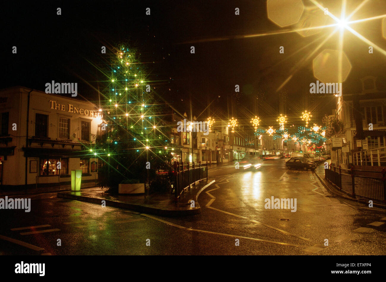 Le luci di Natale a Stratford in Birmingham. Xx Dicembre 1993 Foto Stock