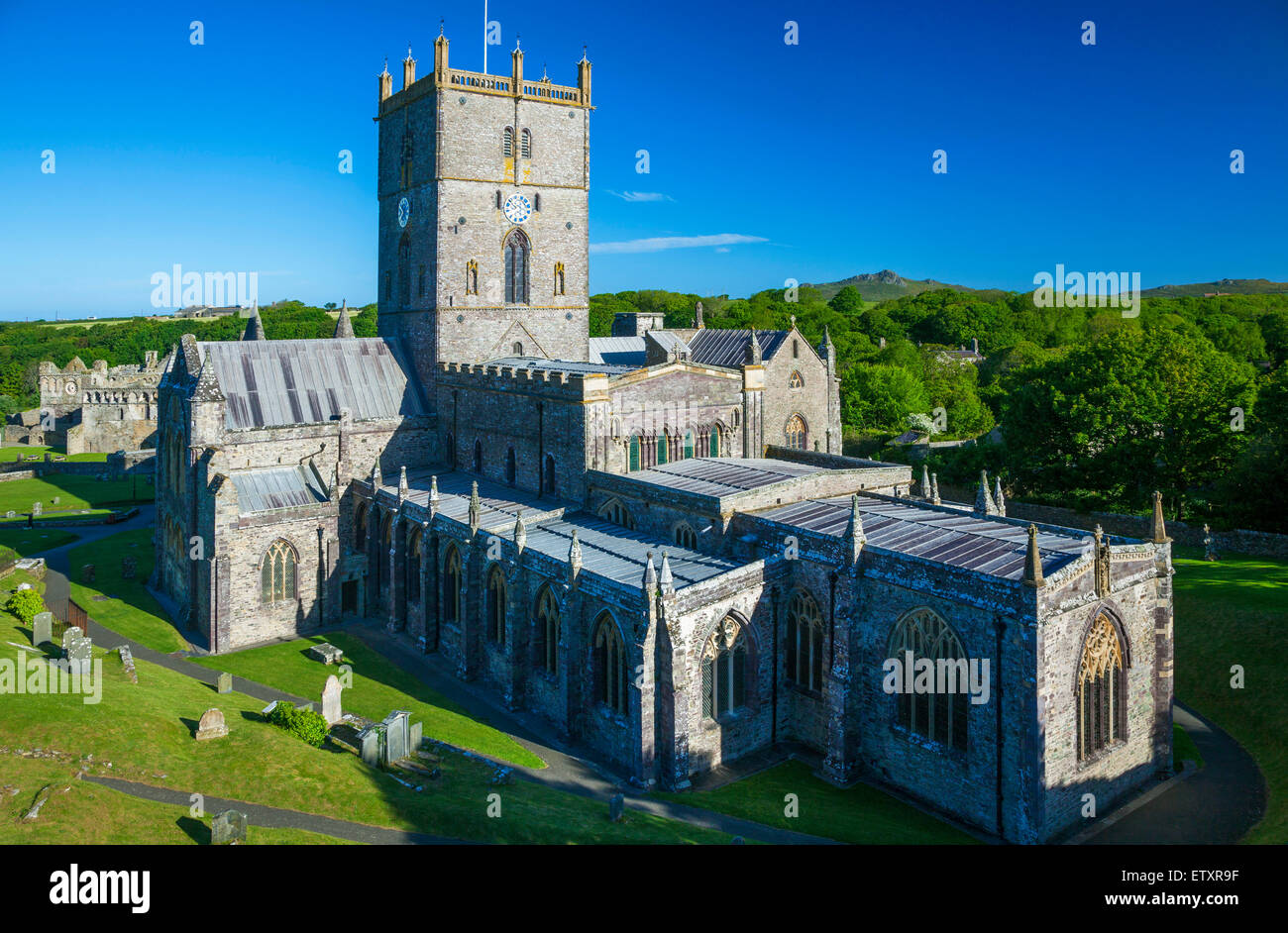 St Davids Cathedral , Il Pembrokeshire, Wales, Regno Unito Foto Stock