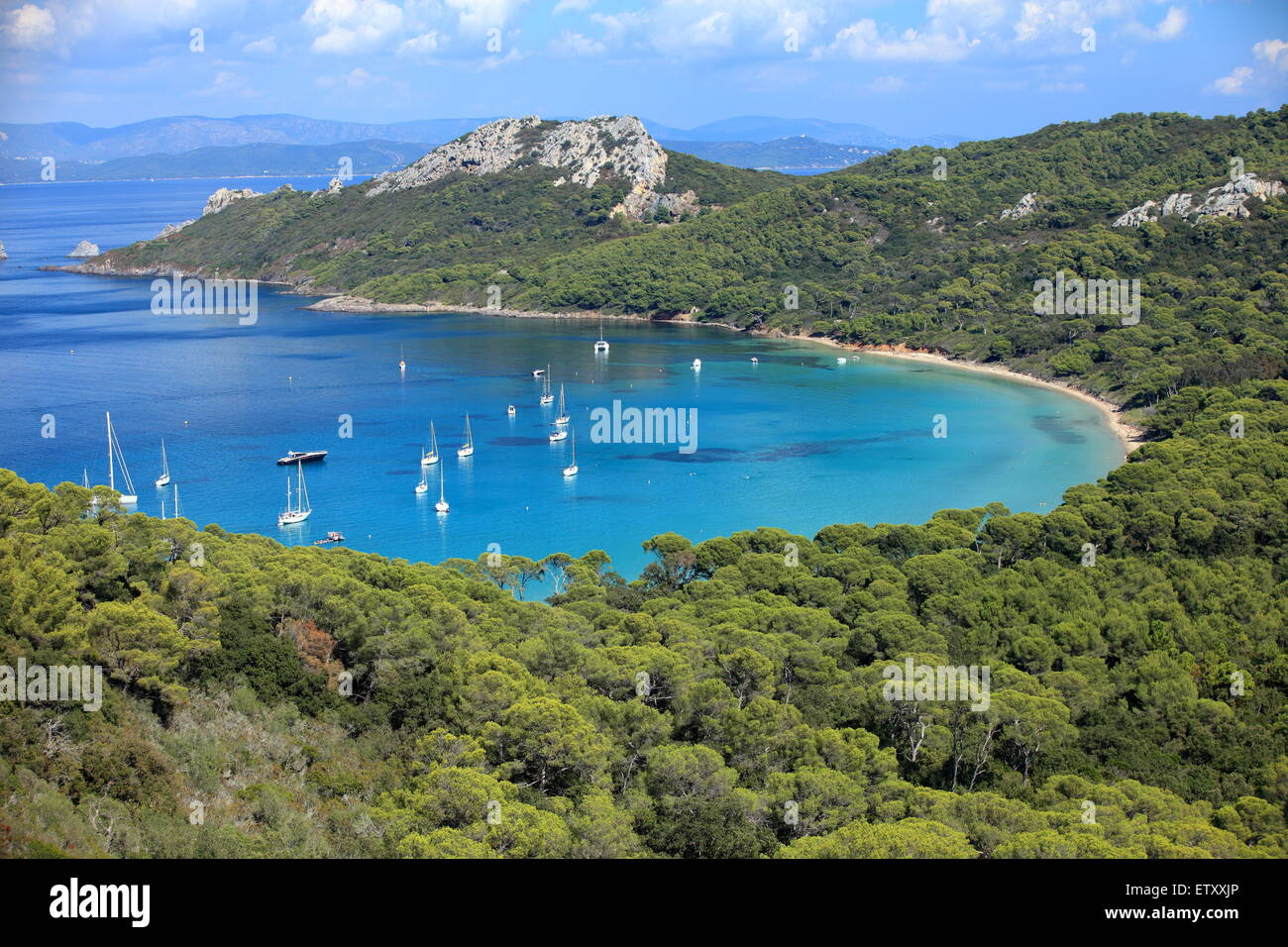 Il Notre Dame bay nelle isole di Porquerolles sulla Riviera francese Foto Stock