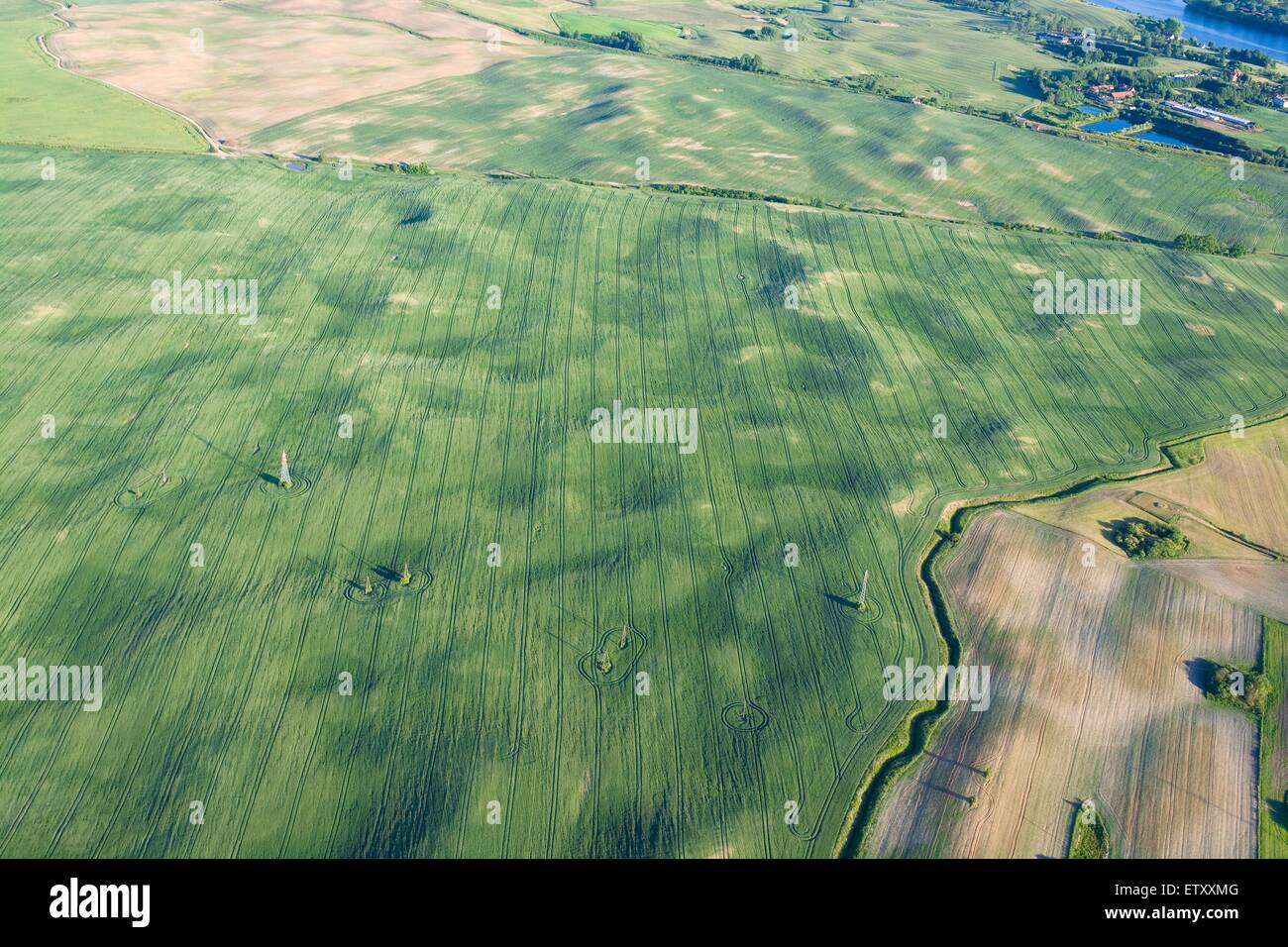 Vista aerea della bella Masurian terreno collinare, Polonia Foto Stock