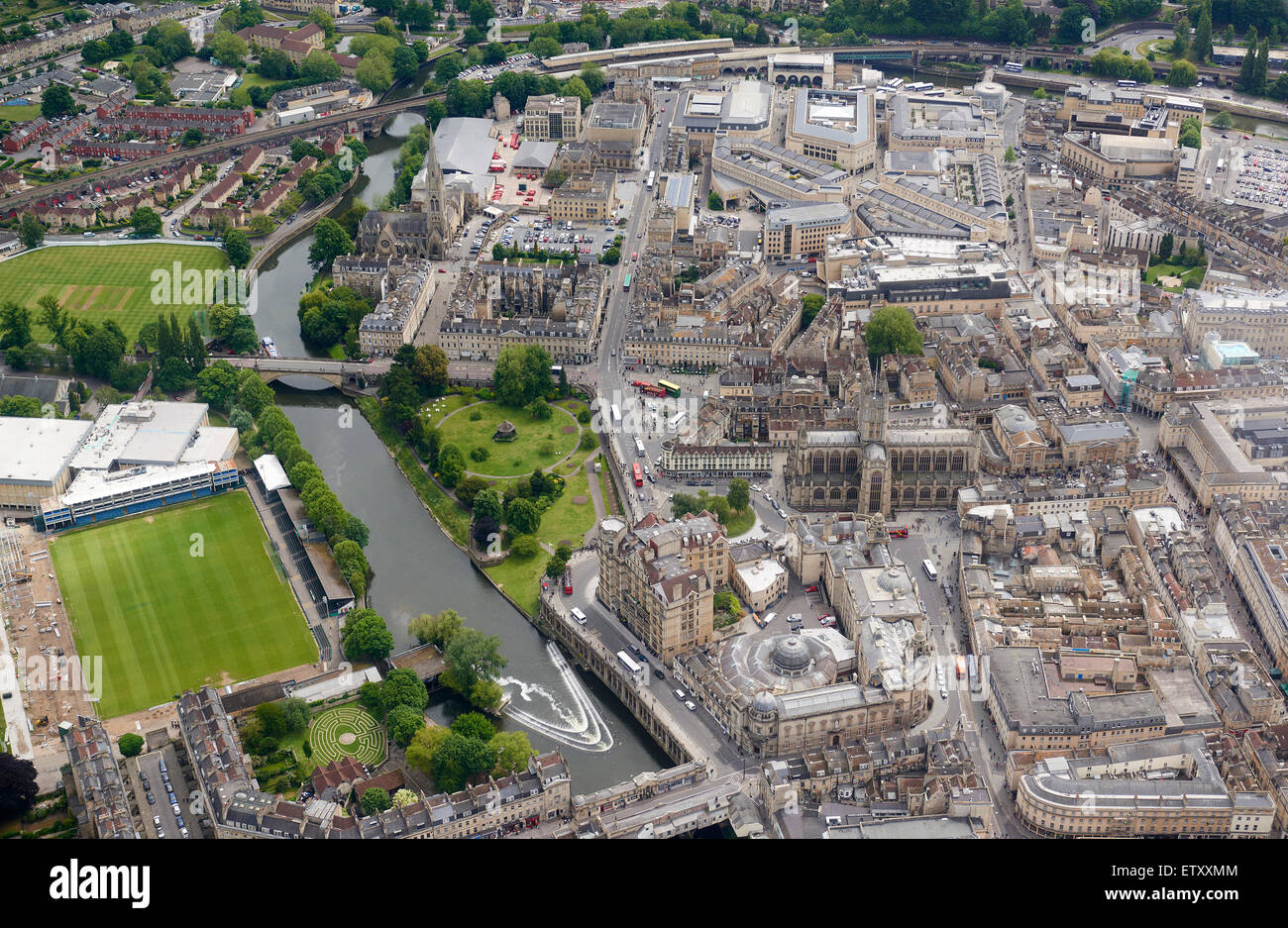 Città di Bath, dall'aria, South West England, Regno Unito Foto Stock