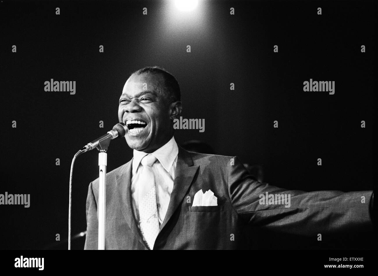 Jazz americano musicista e cantante Louis Armstrong, fotografato circa nel giugno 1968. Foto Stock
