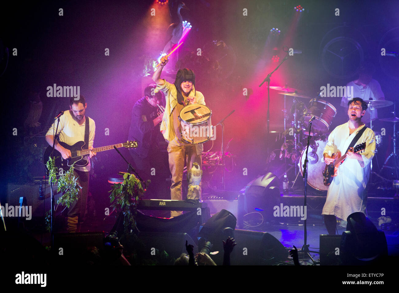 Rock band British Sea Power in concerto al Ritz, Manchester, Regno Unito, 11 Giugno, 2015. Foto Stock