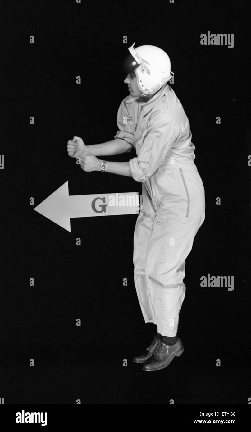 Questo diagramma scientifico del 1958 descrive gli effetti della gravità sul corpo umano, illustrando come le forze gravitazionali influenzano la fisiologia umana. Faceva parte della ricerca relativa alla salute umana in diverse condizioni gravitazionali. Foto Stock