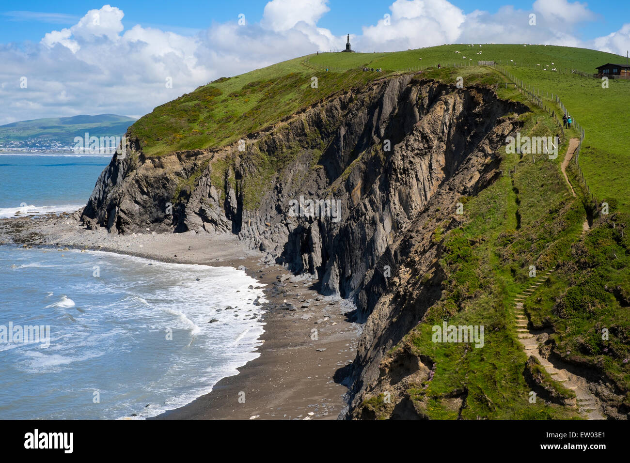 Il Wales coast Path a Borth, Ceredigion, Wales, Regno Unito Foto Stock