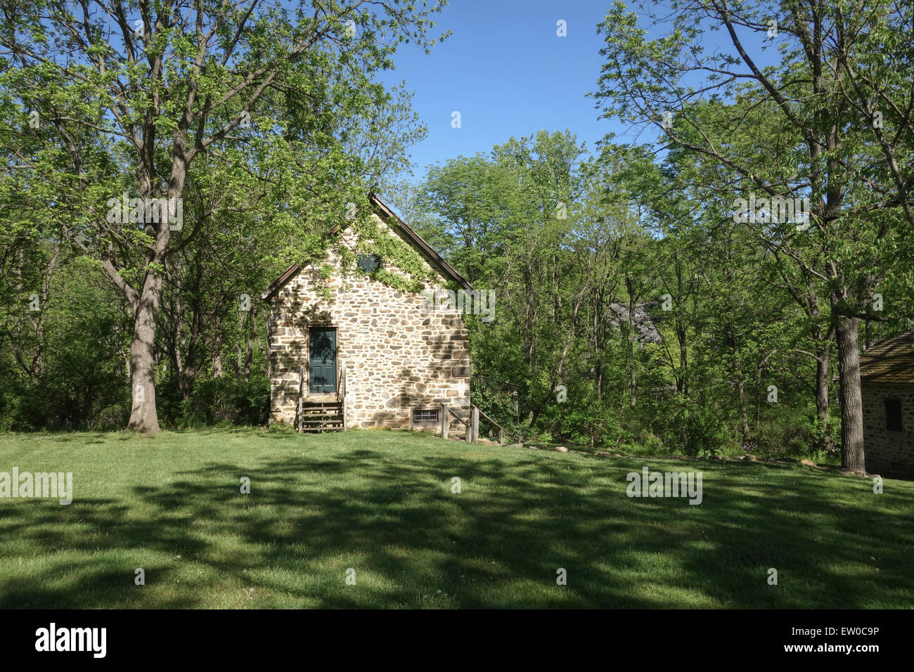 Antica dimora del XIX secolo in Jacobsburg Centro di Educazione Ambientale. Parco dello stato. Nazareth, Pennsylvania, USA. Foto Stock