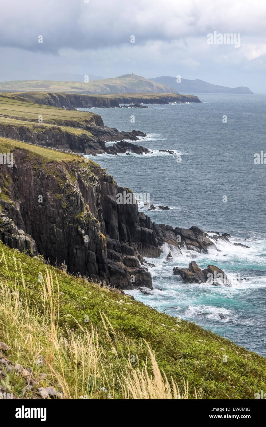 Costa a Slea Head Drive, Iveragh Peninsula, nella contea di Kerry, Irlanda Foto Stock